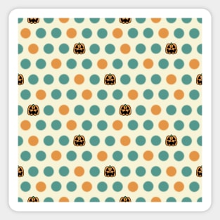 Polka Dots and Scattered Pumpkins - Halloween Pattern - Bright Colors Sticker